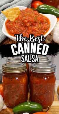 This homemade Salsa Recipe For Canning is one item that I always try to keep on hand. This canned salsa recipe is my all-time favorite! It is thick and chunky and has the best flavor. It is packed full of tomatoes, jalapenos, garlic, onions, and just the right amount of spices. #homemadesalsa #salsarecipe #homestead #foodpreservation