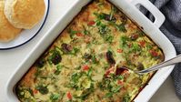Can't get enough veggies in your life? This veggie breakfast casserole recipe was made for you. Loaded with fresh vegetables, including broccoli, mushrooms, spinach, bell pepper and green onions, plus melty cheese and flavorful seasonings, this Overnight Veggie Lovers Breakfast Casserole is nothing short of spectacular. We love that you can prep this dish ahead of time and bake it the next morning, leaving you plenty of time to get on with your morning routine while your house fills with yummy