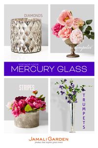 A perennial favorite of florists, brides, designers, and decorators, shop our vast collection of vintage-look mercury glass containers from flower compotes to bowls, cylinders, and trumpet vases. These glass vases range in colors from classic silver to bold blue and vintage verdigris. These are perfect for your everyday floral arrangements and wedding centerpieces, and as decorative accents in your decor.