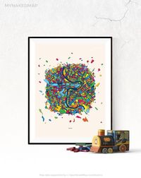 Bern Switzerland confetti map poster, Bern map, Bern wall art, Bern print, Bern decor, Bern city map