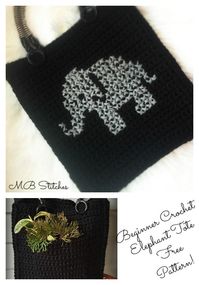 Beginner Crochet Elephant tote - Free pattern! #crochet