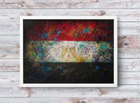 Flag of Egypt. This is an original 100% handmade, colorful, light textured artwork painting on paper. The painting is unique, expressively textured, no two are ever the same! It will look great on your wall! This painting was created using gouache and acrylic paints, coloured pencils and ink.