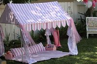CUTE Party Tent idea for kids. Loved the ice cream/candy shop on this blog. Pretend, Party & Play: Fancy Nancy Party