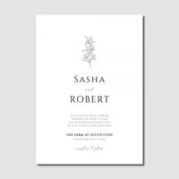 Vintage Floral Line Art Wedding Invitation - DESIGN IT DIGITALS