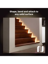 Extend your Philips Hue Lightstrip Plus with Bluetooth using this 1-metre extension kit to cover larger surfaces (extendable up to 10 metres). This extension kit requires a 'Philips Hue Lightstrip Plus with Bluetooth' (sold separately) to extend your Lightstrips (Look for the Bluetooth logo on the packaging to confirm you have a Bluetooth-compatible Lightstrip base pack). This kit includes 1 x 1m Lightstrip extension and 1x Lightstrip connector. Colourful, flexible and powerful With easy setup,