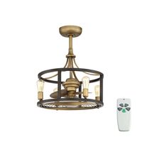 This Boswell 21.5 in. indoor/outdoor vintage brass fandelier from Progress Lighting provides your sunroom or living room with airflow. It is rated for damp locations for use in your outdoor spaces and