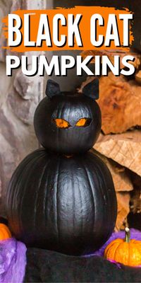 Calling all cat lovers! These black cat pumpkins are the perfect Halloween craft for anyone who loves cats. They're painted with chalkboard paint so the kids will be able to write on them when you're all done! #halloween #halloweencrafts #paintingpumpkins #pumpkinpainting #chalkboardpaint #halloweenkidscrafts #craftsbyamanda