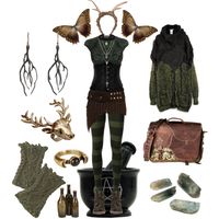 *Forest Witch 4* by pagana on Polyvore featuring Alexander McQueen, MM6 Maison Margiela, Steve Madden, Wildfox, Annette Ferdinandsen, Pamela Love, Topshop, Rachel Rachel Roy, FAUXTALE and Issey Miyake