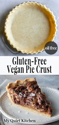 Amazing pie crust that happens to be vegan, gluten-free, oil-free, AND so easy! #piecrust #vegan #glutenfree #almondflour #oilfree