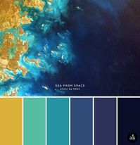 a sea-and-space-inspired color palette // yellow (gold), aqua, blue, navy