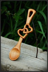 Two hearts lovespoon - walnut and linseed oil