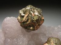 Pyrite on Fluorite on Quartz, China