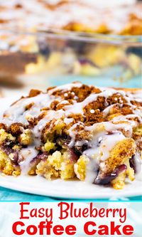 Easy Blueberry Coffee Cake made with blueberry pie filling.