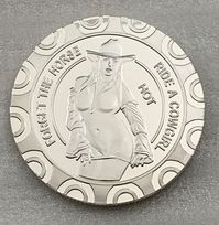 One ounce silver plated Adult novelty coin. Comes in an airtight capsule to protect it's beauty. This coin is the size of a silver dollar or 40mm.