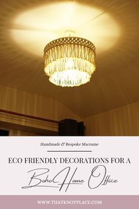 From sage green macrame coasters to ceiling light shades made from recycled cotton. Discover beautiful and soft, cosy accessories and wall hangings to finish off your dream boho home office | That Knot Place.