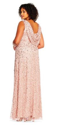 Adrianna Papell | Sleeveless Sequin Beaded Gown with Cowl Back