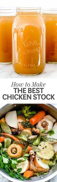 How to Make Homemade Chicken Stock and Broth on the stove top, in the Instant Pot pressure cooker or in a slow cooker | foodiecrush.com #chicken #stock #broth #recipes