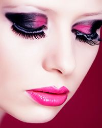 pink + black, false eyelashes