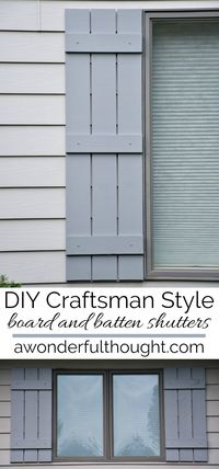 DIY Craftsman Style Board and Batten Shutters #diyshutters #craftsmanstyleshutters #boardandbattenshutters #shutters #awonderfulthought.com