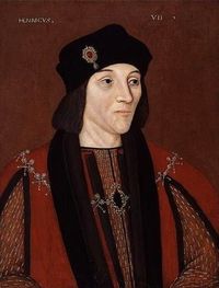 A portrait of Henry VII., first of the Tudor Monarchs. At the beginning of his reign in 1485, fashion was still in the style of the Medieval.