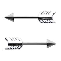 Nipple Barbell Arrow Design Surgical Steel 14G 1/2"-12MM Sold As Pair | Size: 14G • Length: 1/2" (12MM) • 316L Surgical steel straight nipple barbell. | bodyjewelry.com