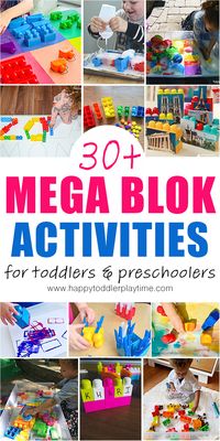 30 amazing and super easy learning activities and fun ideas to keep toddlers and preschoolers busy indoors using Mega Bloks!