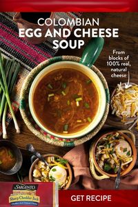 A soothing weeknight soup simply made with vegetables, poached eggs and gooey Sargento® Shredded 4 State Cheddar® Cheese.