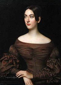Jacques Guillaume Lucien Amans (1801 – 1888), Woman In A Brown Dress, a member of the Beauvais-Decuir family, olieverf op doek, 76.2 x 55.9 cm