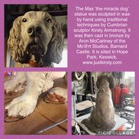Details of the sculpting in wax and the bronze making of the Max the miracle dog statue by sculptor Kirsty Armstrong. The bronze was moulded and cast by Aron McCartney of the Mc@rt Studios, Barnard Castle. The finished statue is mounted on a Honister slate bench and is sited in Hope park, Keswick; in the heart of the English Lake district.