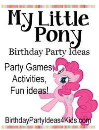 My Little Pony Birthday Party Ideas My Little Pony theme ideas for party games, activities, party food, favors, invitations, decorations and more. http://www.birthdaypartyideas4kids.com/my-little-pony-party.html