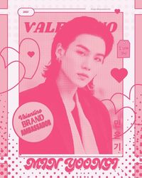 Purple Studio on Instagram: "yoongi valentino ambassador 💖 a quick poster to get back in the mood of editing because i been working a lot and i couldn’t do much these days 🥲 ALSO LOOOL i realized just now as im watching the preview of the publication that i might have done some new jeans designing style?? 🤣 #btsedits #btsfanart #gfx #poster #valentino #yoongi #suga #agustd #yoongiedit #sugaedit #retro #canvadesign #duotone #yoongibts #sugafanart #pink #canvadesigner #btsgfx #art #typography"
