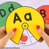 Help the kids master the alphabet with this printable alphabet spinners. Practice the ABC’s or beginning letters with cute images kids will uncover as they spin the wheel.