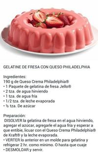 Gelatina de fresa con queso philadelphia: