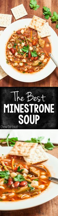 This homemade Minestrone Soup is way better than restaurant versions. It's hearty, healthy, clean, and big on flavor! Meatless never tasted so good. #minestrone #soup #recipe