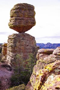 Balanced rock in Chiricahua National Monument, Arizona, is a unit of the National Park Service located in the Chiricahua Mountains. It is famous for its extensive vertical rock formations.