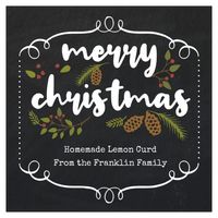 Top off your handmade Christmas goodies with this free printable label template by Lia Griffith. Design features a filigree shape surrounding Christmas tree clippings, pine cones, holly, and more. "Merry Christmas" is written along the top with room to describe your jar contents.