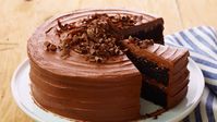 Serve this deep dark chocolate cake as a birthday cake for a special occasion. HERSHEY'S SPECIAL DARK Cocoa adds elegance to a dark chocolate cake recipe.