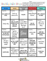 Practicing Health Habits: Goal Setting Bingo Game by Health EDventure