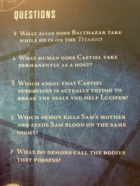 Supernatural trivia quiz - Question about the tv series includes questions about Balthazar, Castiel, Lucifer, Sam Winchester, Mary Winchester and demons.