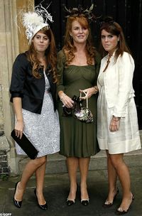 Eugenie with older sister Beatrice (left) and mother The Duchess of York
