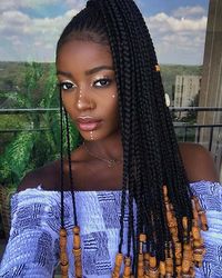 Braided Ponytail with Beads #braids #boxbraids #summerhair