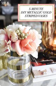 DIY Home Decor ~ Make Kate Spade Inspired Metallic Gold Striped Vases in 5 Minutes!
