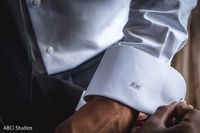 Silver/gray monogram on a rounded french cuff dress shirt