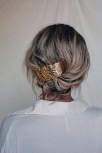 Elegant Wedding Hairstyles For Gentle Brides ★ elegant wedding hairstyles simple twistw with shell pin on short hair kristencarbine