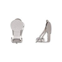 Wear earrings without pierced ears thanks to these clip-on earrings. Customize the earring findings by adding 9mm round cabochons to the textured setting with your favorite jewelry-making adhesive. Stainless steel construction has an attractive metallic gleam and is long-lasting thanks to rust, tarnish, oxidation and corrosion resistance.