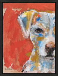 A doggone colorful addition that works in any space, this puppy wall art is pet-icularly adorable. Black floater frame and hand-applied paint texture add to its gallery-like appeal. Wendover