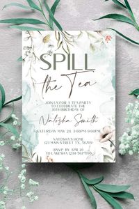 Cute editable invitation for your tea birthday party Edit text online download and print out or send by email.