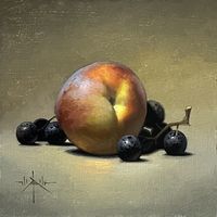 Peach and Ochre by Blair Atherholt, Oil, 6 x 6