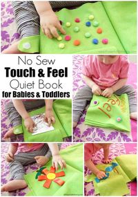 a no sew touch and feel quiet book for babies and toddlers. There are no removable parts. Sensory exploration on felt!