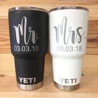 Mr and Mrs Gift Set 30oz Yeti Tumblers with Wedding Date – Small Batch Customs